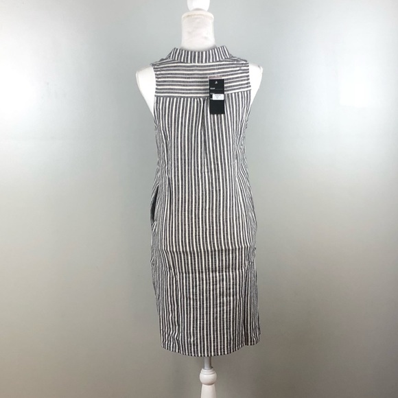 Size Small Gray White Stripped Button Up Dress - Picture 2 of 6